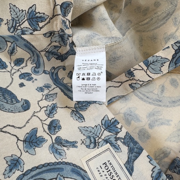 new Sézane x Antionette Poisson cotton tote bag blue bird vintage print - Picture 4 of 5